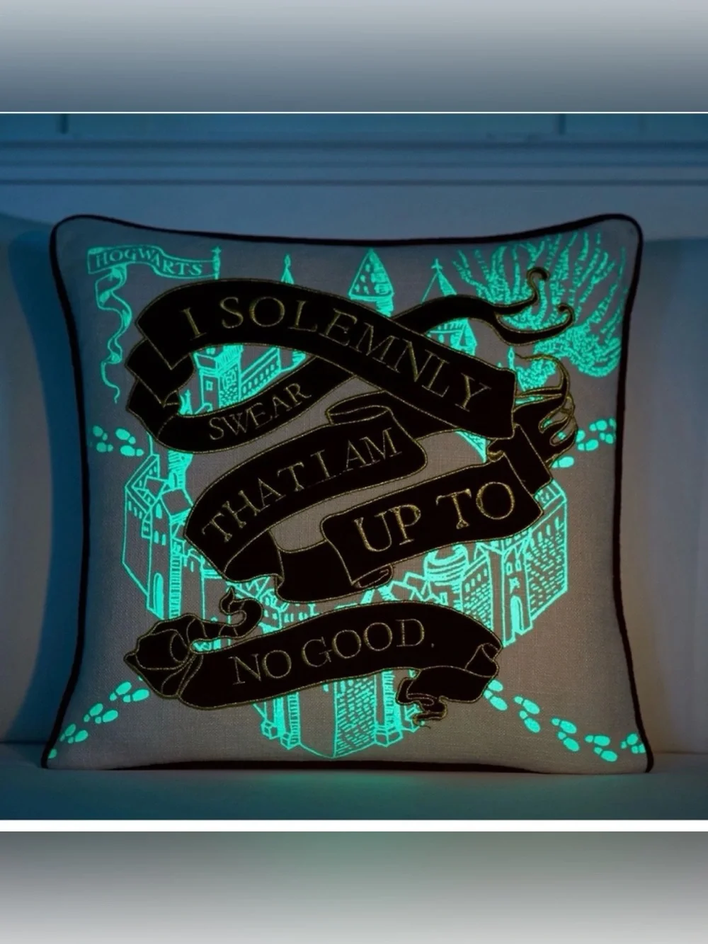 NWT Pottery Barn Teen Harry Potter Marauders Map Glow in the Dark Pillow Cover